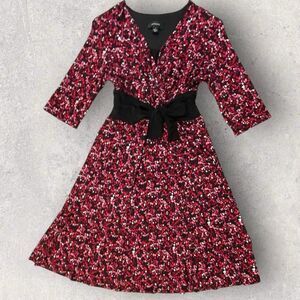 R&M Richards Short Sleeve V Neck Dress Womens Size 12 Black Fast Free Shipping